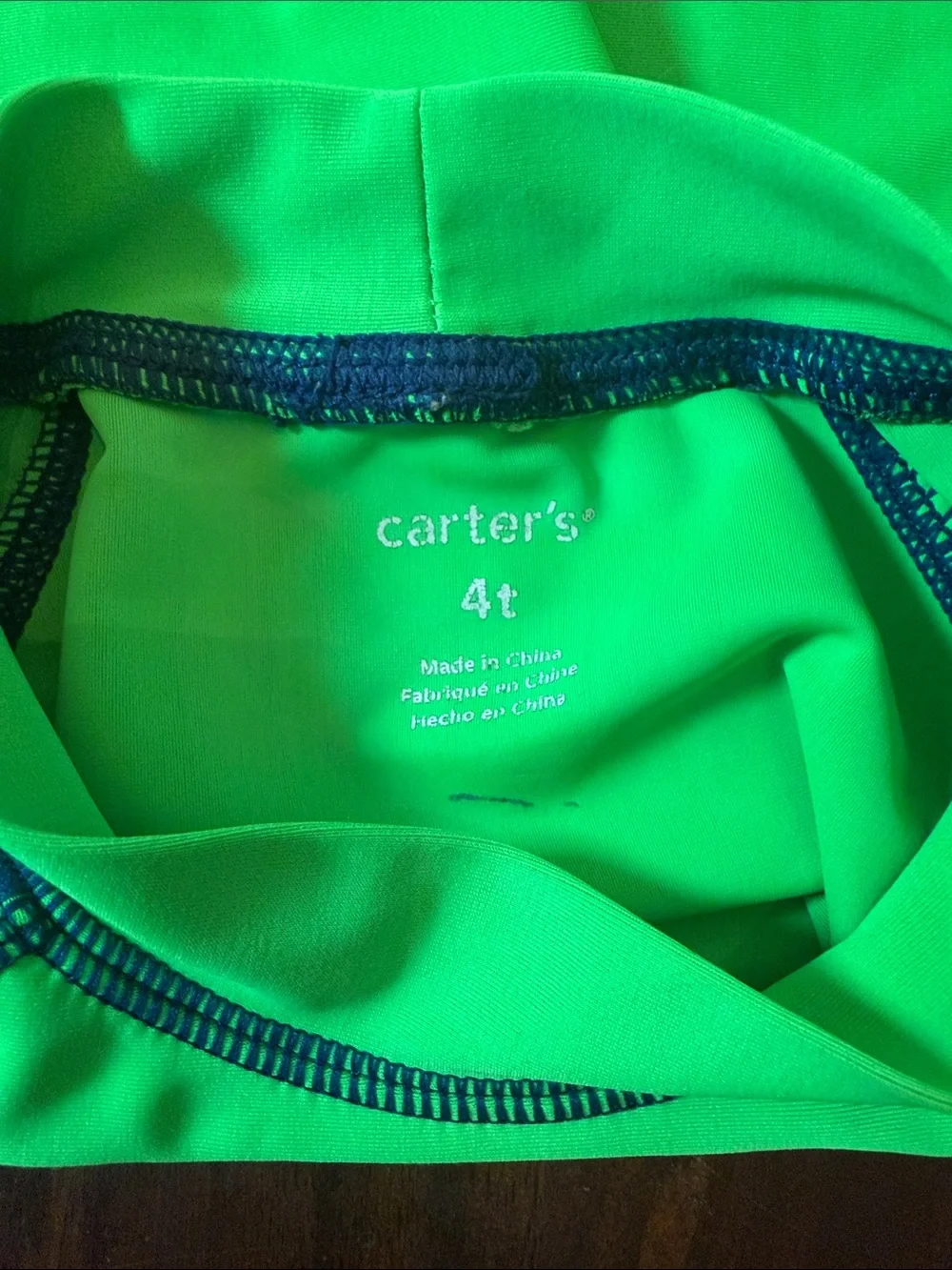 Carter's Bright Green Short-Sleeve Rashguard with Blue Dino Graphic